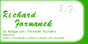 richard formanek business card